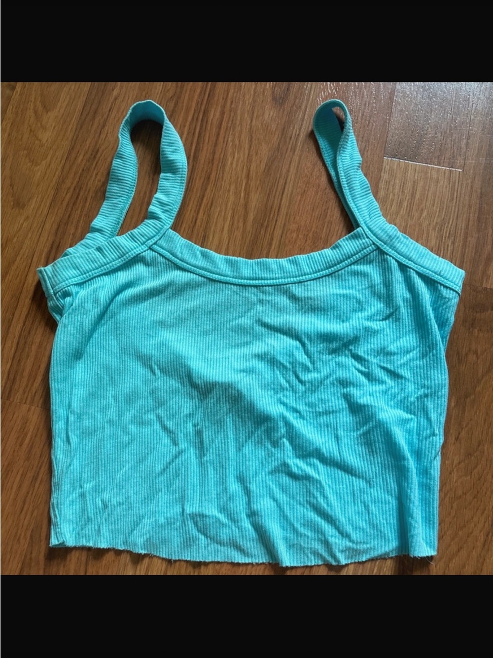 Cotton Candy Ribbed Tank Crop Top - Aqua Blue